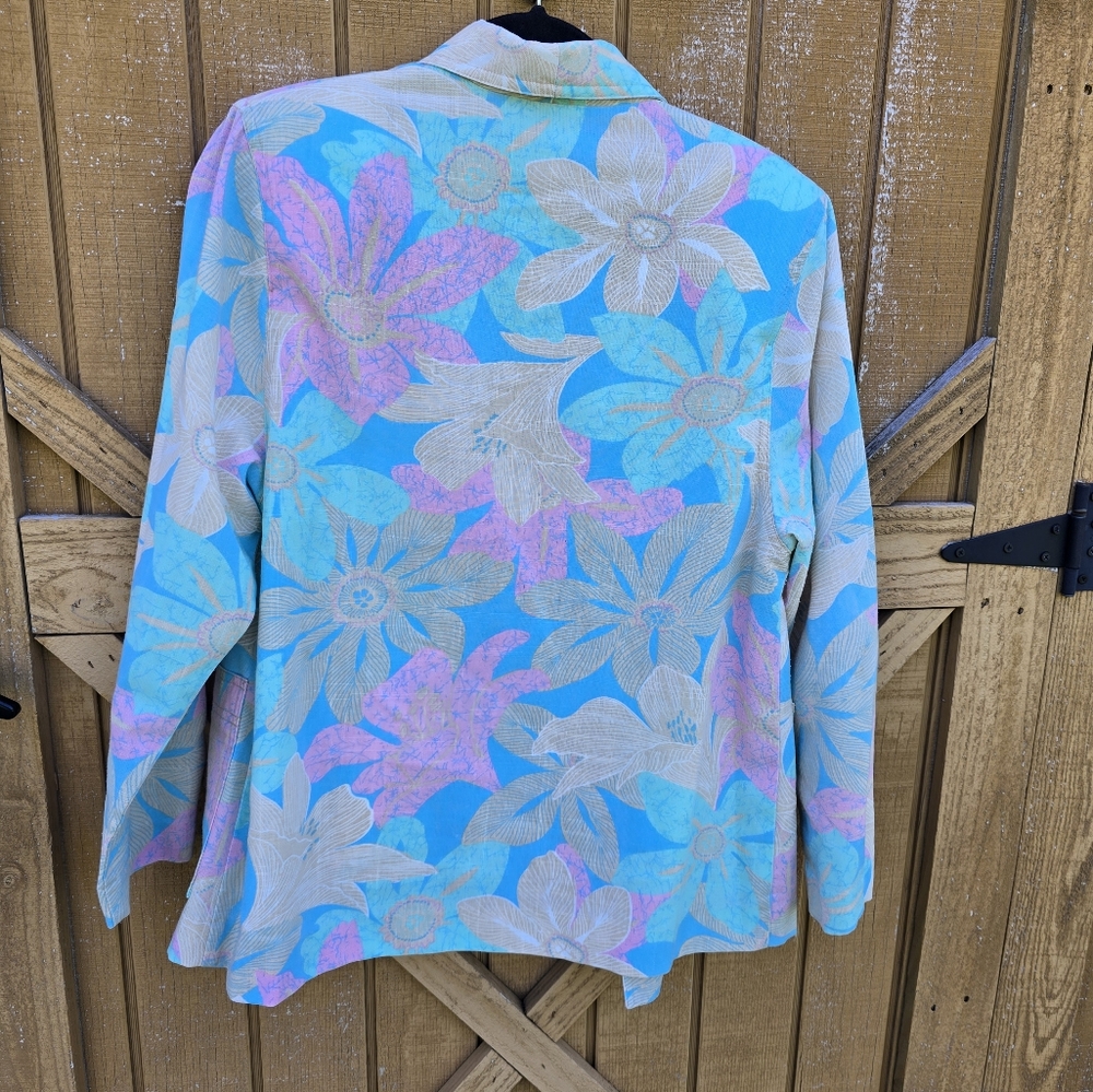 Vintage Pykettes 80s Pastel Floral Coastal Grandma Blazer 10 - Picture 3 of 3
